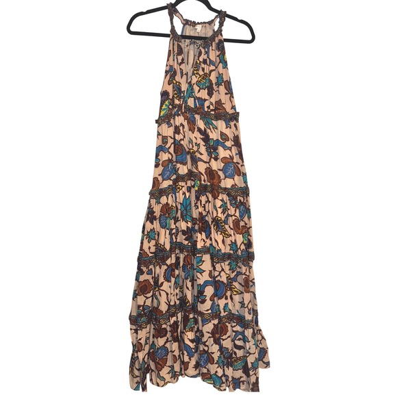 Love The Label Floral Print Maxi‎ Dress Sleeveless Halter Neck Boho Summer Dress - Picture 2 of 6